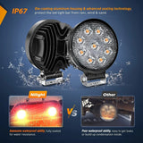 Nilight 4.5 Inch 27W Round Amber Spot Led Work Lights (Pair) | 16AWG Wire 3Pin Switch, view 4