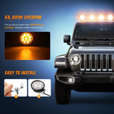 Nilight 4.5 Inch 27W Round Amber Spot Led Work Lights (Pair) | 16AWG Wire 3Pin Switch, view 6