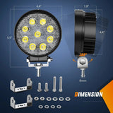 Nilight 4.5 Inch 27W Round Flood LED Light Pods Kit (Pair) | 12FT Wire, view 2