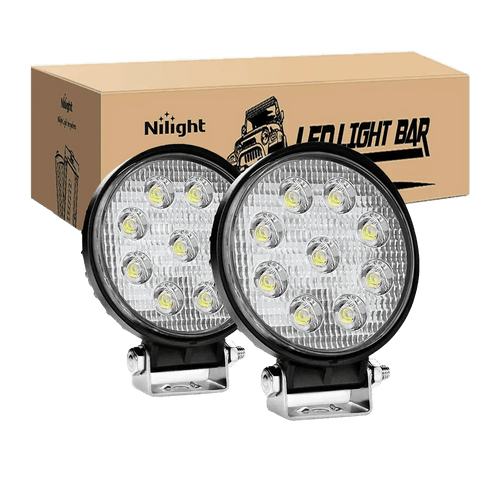 Nilight 4.5 Inch 27W Round Flood LED Work Lights (Pair)