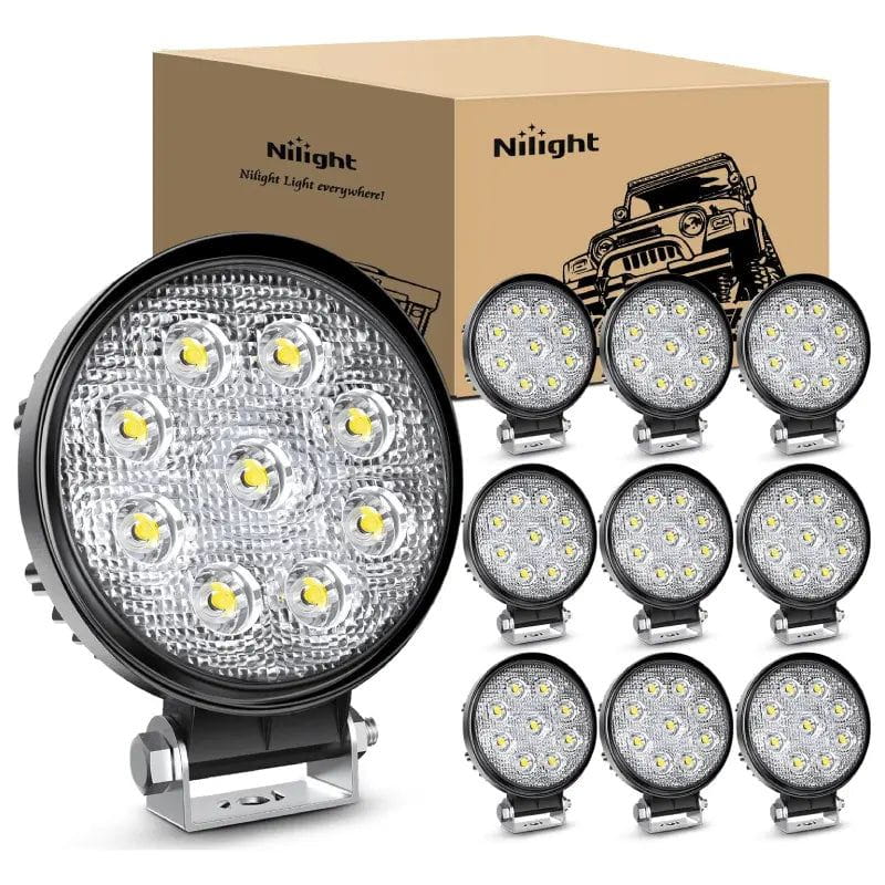 Nilight 4.5 Inch 27W Round Spot LED Work Lights (10 pack)