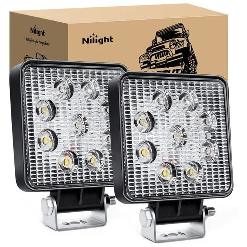 Nilight 4.2 Inch 27W Spot Square Led Work Lights (Pair)