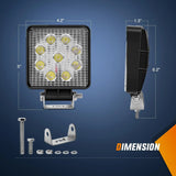 Nilight 4.2 Inch 27W Spot Square Led Work Lights (Pair), view 3