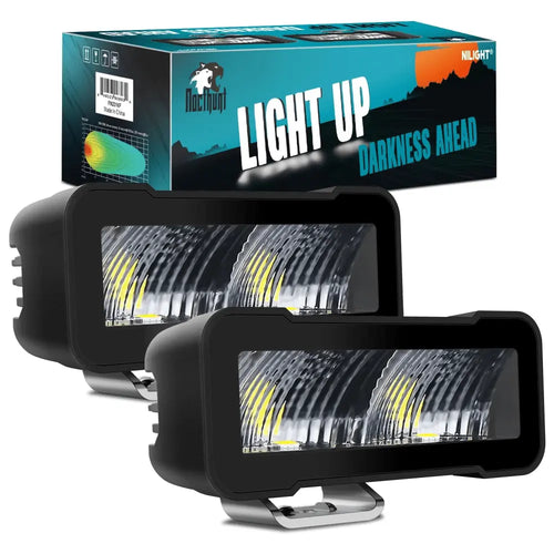 Nilight 4.5 Inch 2LED 30W Square Flood Built-in EMC LED Pod Lights (Pair)