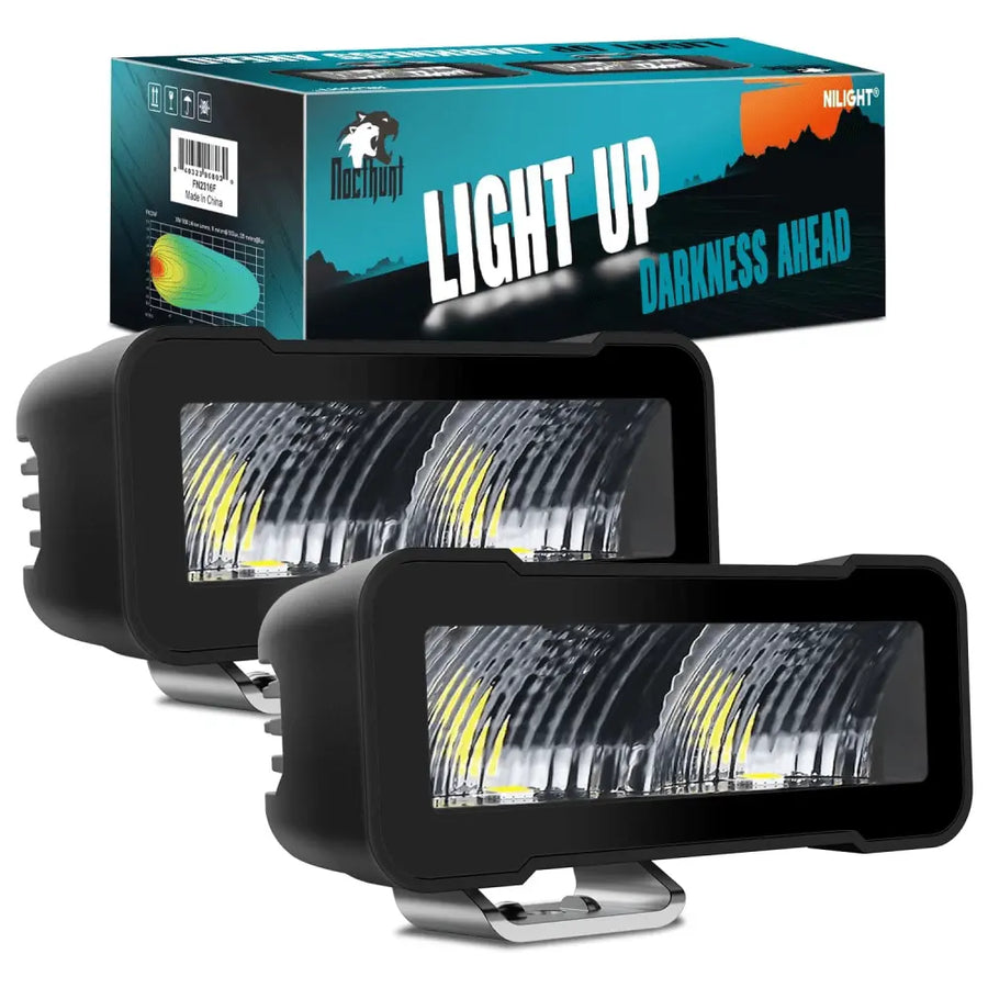 Nilight 4.5 Inch 2LED 30W Square Flood Built-in EMC LED Pod Lights (Pair)