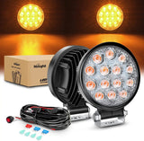 Nilight 4.5 Inch 42W 4200LM Amber Round Flood LED Work Lights (Pair) | 16AWG Wire 3Pin Switch, view 2