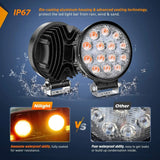 Nilight 4.5 Inch 42W 4200LM Amber Round Flood LED Work Lights (Pair) | 16AWG Wire 3Pin Switch, view 6
