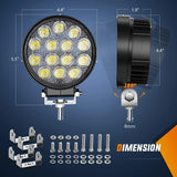 Nilight 4.5 Inch 42W 4200LM Round Flood LED Work Lights (2 Pairs) | 16AWG Wire 3Pin Switch, view 2