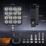 Nilight 4.4 Inch 48W 4780LM Square Flood Built-in EMC LED Work Lights (Pair), view 2