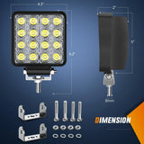 Nilight 4 Inch 48W Flood Square Led Work Lights (Pair), view 2