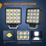 Nilight 4 Inch 48W Flood Square Led Work Lights (Pair), view 3
