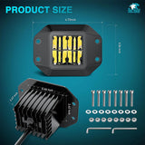 Nilight 4.7 Inch 4LED Flood Flush Mount Grill Incline Design LED Pod Lights (Pair), view 2