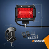 Nilight 4 Inch 60W 171LM Triple Row Spot Flood Red Led Pods (Pair), view 2