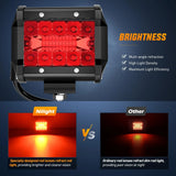 Nilight 4 Inch 60W 171LM Triple Row Spot Flood Red Led Pods (Pair), view 3