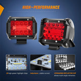 Nilight 4 Inch 60W 171LM Triple Row Spot Flood Red Led Pods (Pair), view 5