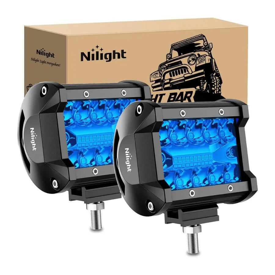 Nilight 4 Inch 60W 366LM Triple Row Spot Blue Led Pods (Pair)
