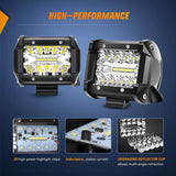 Nilight 4 Inch 60W 6000LM Triple Row Spot Flood LED Pods (2 Pairs) | 16AWG Wire 3Pin Switch, view 3
