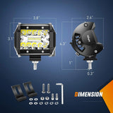 Nilight 4 Inch 60W 6000LM Triple Row Spot Flood LED Pods (2 Pairs), view 2