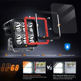 Nilight 4 Inch 60W 6487LM Square DRL Heated Lens Spot LED Pods (Pair) | 16AWG DT Wire, view 3