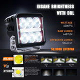 Nilight 4 Inch 60W 6487LM Square DRL Heated Lens Spot LED Pods (Pair) | 16AWG DT Wire, view 4