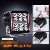 Nilight 4 Inch 60W 6487LM Square DRL Heated Lens Spot LED Pods (Pair) | 16AWG DT Wire, view 6