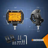 Nilight 4 Inch 60W Amber Triple Row Spot Flood LED Pods (Pair) | 16AWG Wire 3Pin Switch, view 2