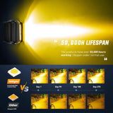 Nilight 4 Inch 60W Amber Triple Row Spot Flood LED Pods (Pair) | 16AWG Wire 3Pin Switch, view 6