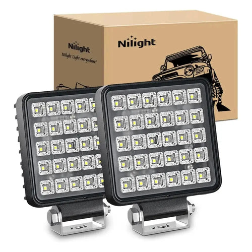 Nilight 4.3 Inch 60W Square Flood Toggle Switch LED Work Lights (Pair)
