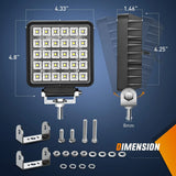 Nilight 4.3 Inch 60W Square Flood Toggle Switch LED Work Lights (Pair), view 2