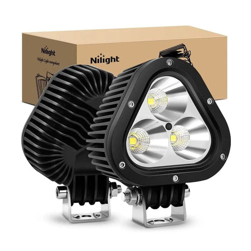 Nilight 4 Inch 60W Triangle Shape Spot Flood LED Work Lights (Pair)
