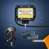 Nilight 4 Inch 60W Triple Row Amber White Spot Flood LED Pods (Pair) | 16AWG DT Wire, view 2