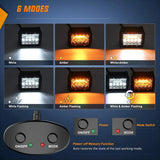 Nilight 4 Inch 60W Triple Row Amber White Spot Flood LED Pods (Pair) | 16AWG DT Wire, view 4