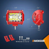 Nilight 4 Inch 60W Triple Row Red Case Spot Flood LED Light Bars (Pair) | 16AWG Wire 3Pin Switch, view 2
