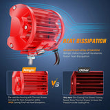 Nilight 4 Inch 60W Triple Row Red Case Spot Flood LED Light Bars (Pair) | 16AWG Wire 3Pin Switch, view 6