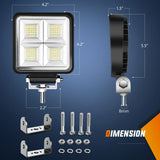 Nilight 4 Inch 64LED Square Flood LED Pod Lights (Pair), view 2