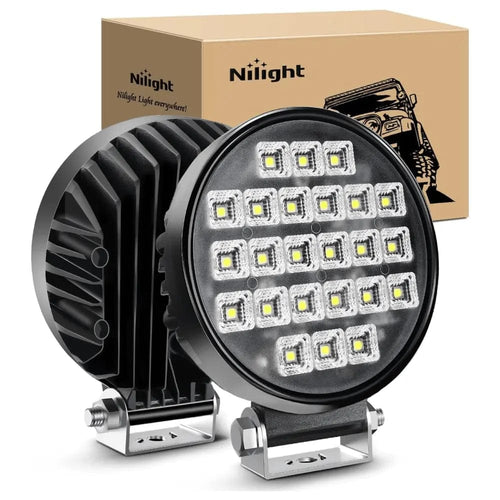 Nilight 4.3 Inch 72W 5760LM Round Flood Toggle Switch LED Work Lights (Pair)