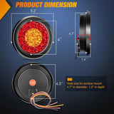 Nilight 4 Inch Red Amber Round 16Leds Tail Light Flush Mount Grommet (Pair), view 2