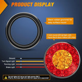 Nilight 4 Inch Red Amber Round 16Leds Tail Light Flush Mount Grommet (Pair), view 3
