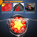 Nilight 4 Inch Red Amber Round 16Leds Tail Light Flush Mount Grommet (Pair), view 6