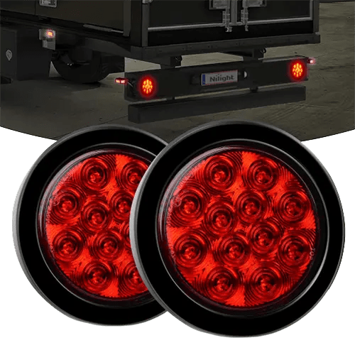 Nilight 4 Inch Red Round 12Leds Tail Light (Pair)