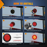 Nilight 4 Inch Red Round 24Leds Tail Light Flush Mount Grommets 2Pcs, view 5