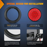Nilight 4 Inch Red Round 24Leds Tail Light Flush Mount Grommets 2Pcs, view 6