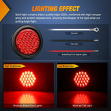 Nilight 4 Inch Red Round 24Leds Tail Light Flush Mount Grommets 4Pcs, view 3