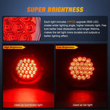 Nilight 4 Inch Red Round Steel Chrome 24Leds Tail Light (Pair), view 2