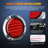 Nilight 4 Inch Red Round Steel Chrome 24Leds Tail Light (Pair), view 4