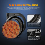 Nilight 4 Inch Round Amber Tail Lights w/ Mount Bracket (Pair), view 4
