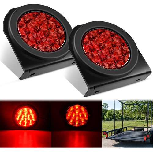 Nilight 4 Inch Round Red Tail Lights w/ Mount Bracket (Pair)