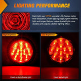 Nilight 4 Inch Round Red Tail Lights w/ Mount Bracket (Pair), view 2