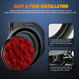 Nilight 4 Inch Round Red Tail Lights w/ Mount Bracket (Pair), view 4