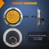 Nilight 4Inch Round Tail Lights 2PCS Amber 24LED Chrome Bezel | Waterproof Running Turn Signal Lights Stainless Steel Trim for Trucks Trailers RVs Lorries Boats Tractors, view 2
